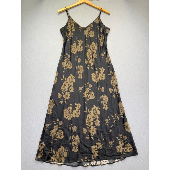 Quince Dresses & Skirts - Quince 100% Washable Silk Slip Dress XL Caper Eclipse Floral V-Neck Midi LB73834
